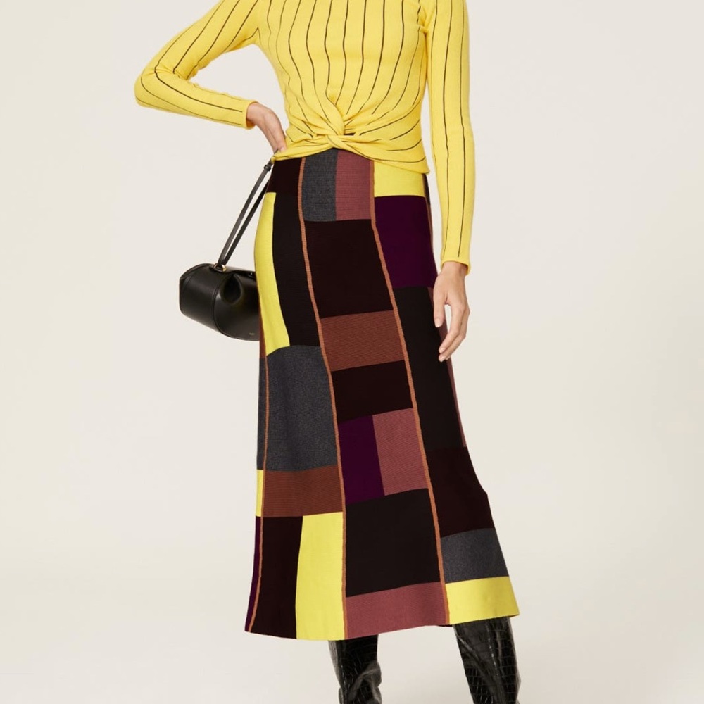 VICTORIA BECKHAM / CHIC — Colorful Patchwork Maxi Skirt